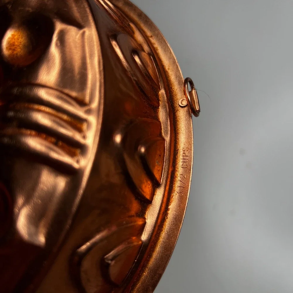 Vintage Copper Ring Mold 3.5 Cup Embossed Decorative Jello Bundt Cake Pan 8.5
